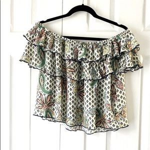 ZARA off the shoulder Boho cropped blouse Top Size M